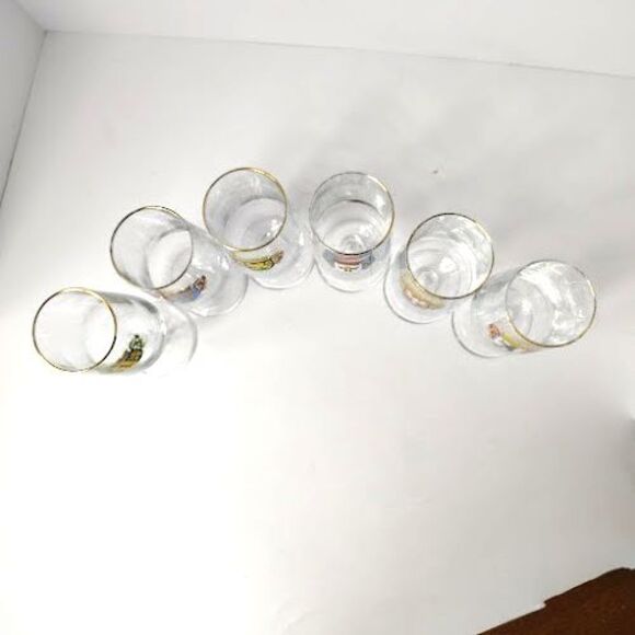Set of 6 German Coat of Arms Wine Glasses Short Stem Port 6.5 Inch Vintage - Picture 4 of 9